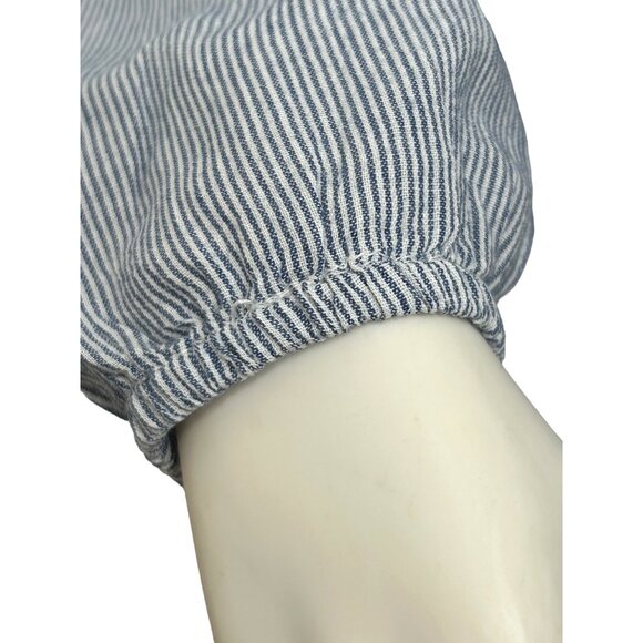 Westport Blouse 1X Blue White Peasant Boho Long Sleeve Embroidery Geometric - Picture 7 of 13